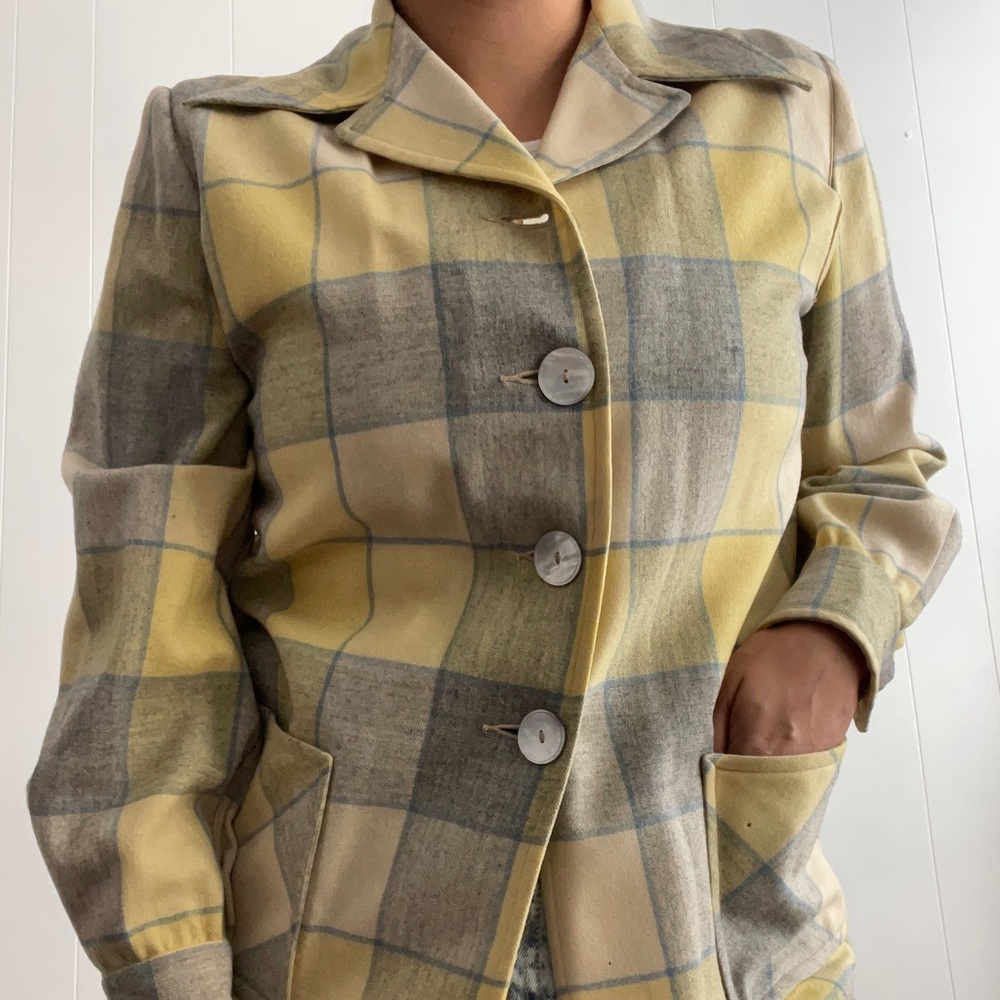 Vintage Pendleton/Wagners Western Wear Yellow Plaid Wool Jacket